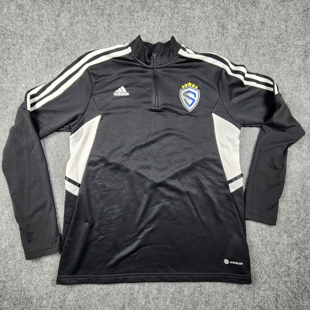 Adidas Aeroready Quarter Zip Training Top Mens Large Black White Soccer Pullover